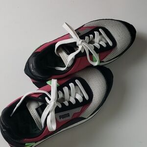 Puma White Pink Black Mesh Sneakers